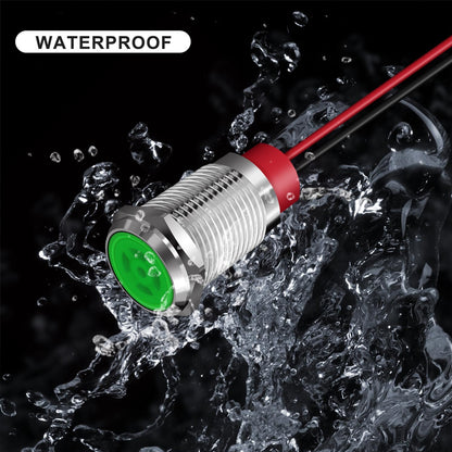 10 x Green LED Indicator Light 6mm Metal 12V-24V Pilot Signal Lamp IP67 Car Boat