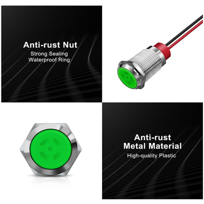 10 x Green LED Indicator Light 6mm Metal 12V-24V Pilot Signal Lamp IP67 Car Boat