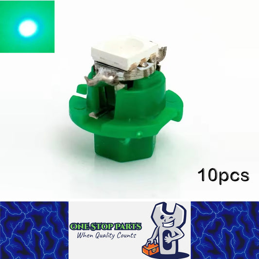 10 x Green T5 Cap B8.4D 5050 SMD Instrument Light Twist and Lock LED Dash Light