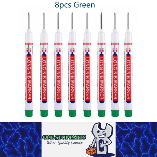8 x 20mm Green Deep Hole Marker Pens 8pcs Green Long Tip Nib Markers (8pcs)