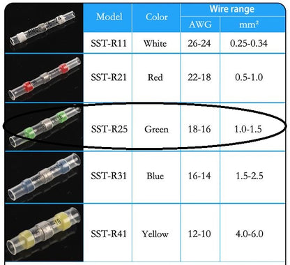 50pcs Waterproof Heat shrink Wire Connector Solder Insulated Join (suit 1.5mm)