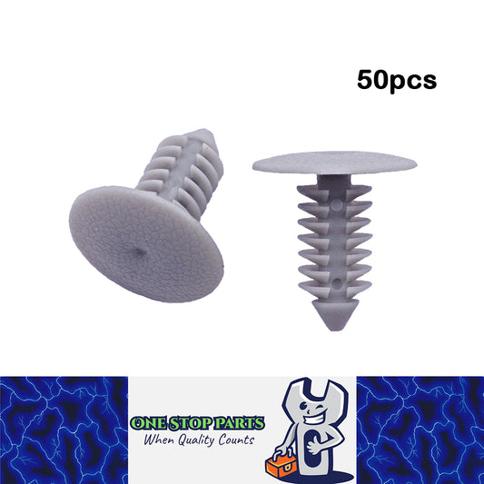 50 x 9mm Grey Plastic Body Rivets Fasteners Suits 8mm Hole with 20mm Head 50pcs
