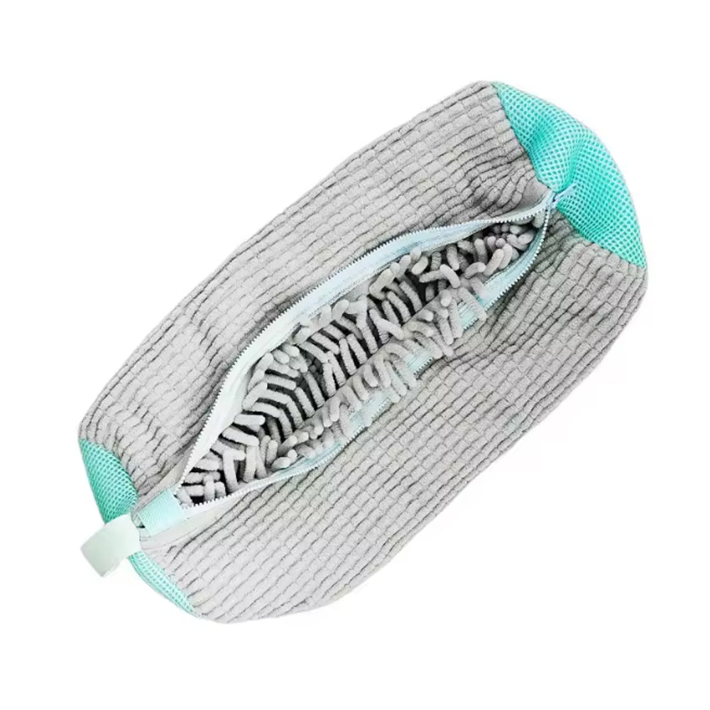 Shoe Washing Bag Fluffy Fiber 360° Clean Zipper Laundry Net Reusable for Sneaker