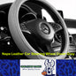 Napa Leather Car Steering Wheel Cover Universal 38cm Non-slip Breathable Grey