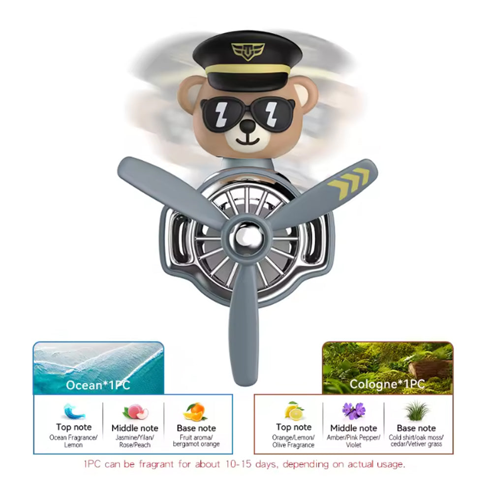 Cute Bear Car Perfume Diffuser Rotating Pilot Aroma Air Freshener Odour Remover