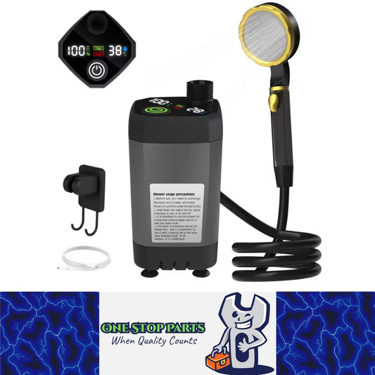Grey Portable Camping Shower Pump Shower Kit with 6000mAh Battery LED Display