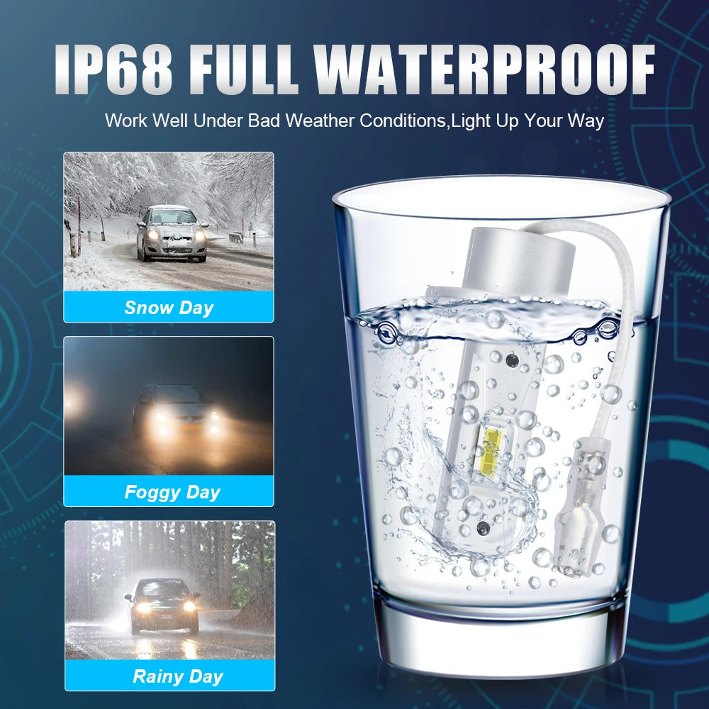 2pcs H1 LED Headlight Globes 12V 30W 6000K 6000Lm CPS LED Bulbs