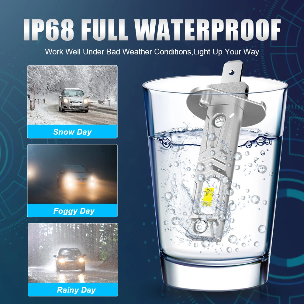 2pcs H1 LED Headlight Globes 12V 45W 6000K 10000Lm GC LEDFog Light Bulbs