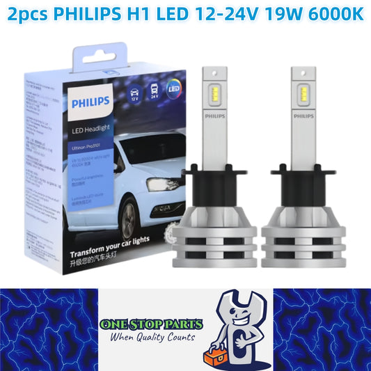 2 x Philips H1 LED Globes 12V-24V 6000K 19W H1 Philips LED Headlight H1 LED Bulb