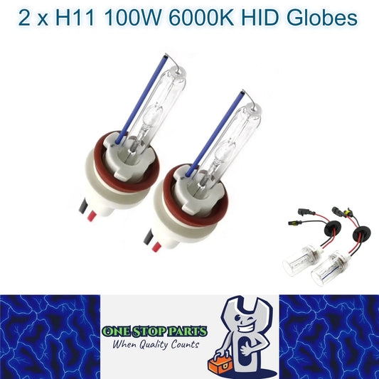2 x H11 100W HID XENON Globes 6000K Super Bright Quality HID Bulbs 100W (2pcs)