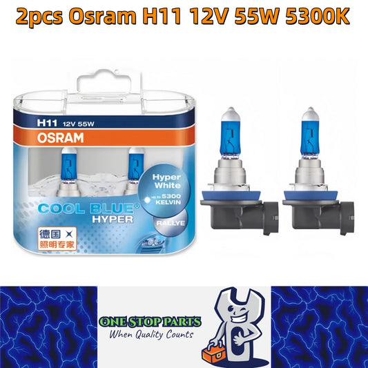 2 x Osram 12V H11 55W Halogen Cool Blue Hyper White Globes 5300K Original 62211