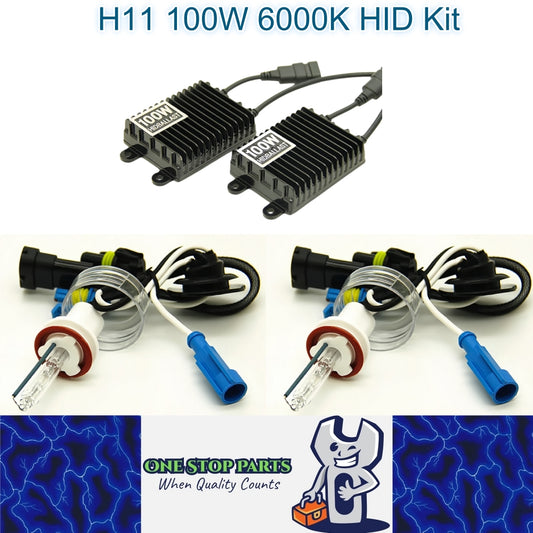 H11 100w 6000k HID Kit 2 x 100w HID Ballasts and 2 x 100w H11 6000k HID Globes