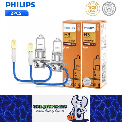 2 x PHILIPS H3 12V 55W Super Bright Halogen Clear Globes 3200k Original (2pcs)