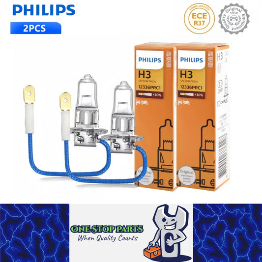 2 x PHILIPS H3 12V 55W Super Bright Halogen Clear Globes 3200k Original (2pcs)