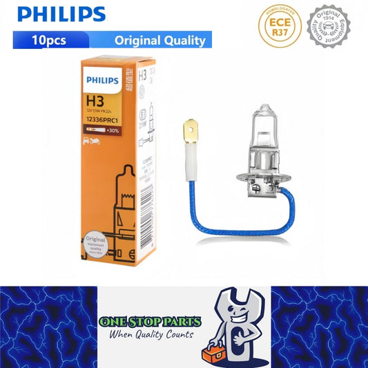 10 x PHILIPS H3 12V 55W Super Bright Halogen Clear Globes 3200k Original (10pcs)