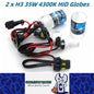 2 x H3 35W HID XENON Globes 4300K Super Bright Quality HID Bulbs 35W (2pcs)