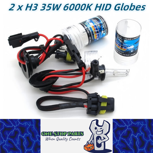 2 x H3 35W HID XENON Globes 6000K Super Bright Quality HID Bulbs 35W (2pcs)