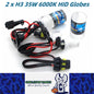 2 x H3 35W HID XENON Globes 6000K Super Bright Quality HID Bulbs 35W (2pcs)