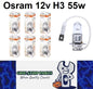6 x Osram 12v H3 55w Halogen Clear Globes 3200k Classic 64151 (6pcs)