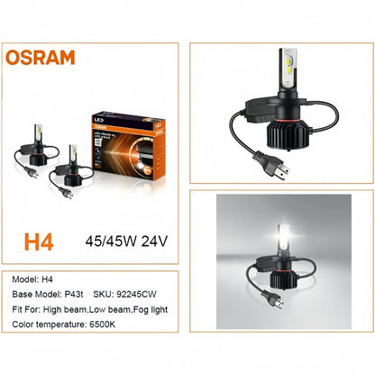 2 x Osram H4 LED Globes 24V 6500K 45W LED Truck Headlight Super Bright H4 Bulbs