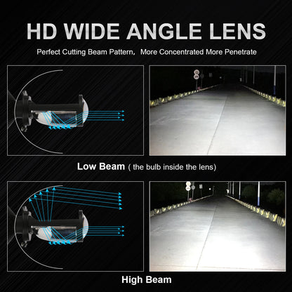 2pcs H4 LED Projector Headlight Globes 12V 45W 6000K Bi LED Lens Projector Bulbs
