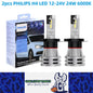 2 x Philips H4 LED Globes 12V-24V 6000K 24W H4 Philips LED Headlight H4 LED Bulb