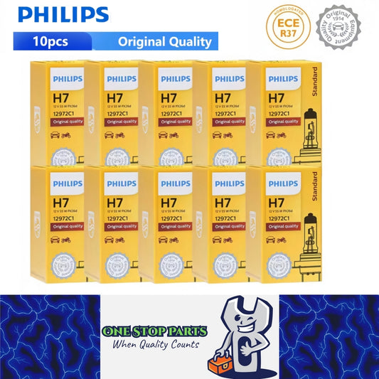 10 x PHILIPS H7 12V 55W Super Bright Halogen Clear Globes 3200k Original (10pcs)