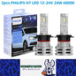 2 x Philips H7 LED Globes 12V-24V 6000K 24W H7 Philips LED Headlight H7 LED Bulb