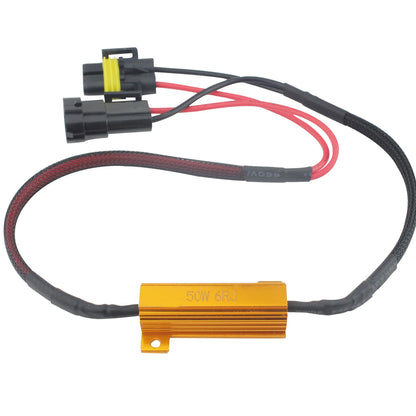 2pcs H8 H11 LED Resistor Harness 50W 6Ω Fix Hyper Flash Flicker Error Lights