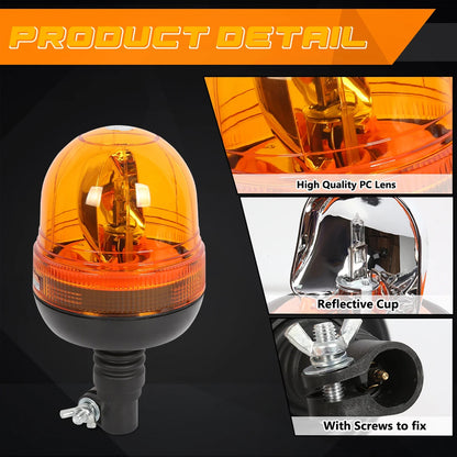 1x Amber Halogen Strobe Light 12V Beacon Lamp Flashing Warning Lamp with Bracket