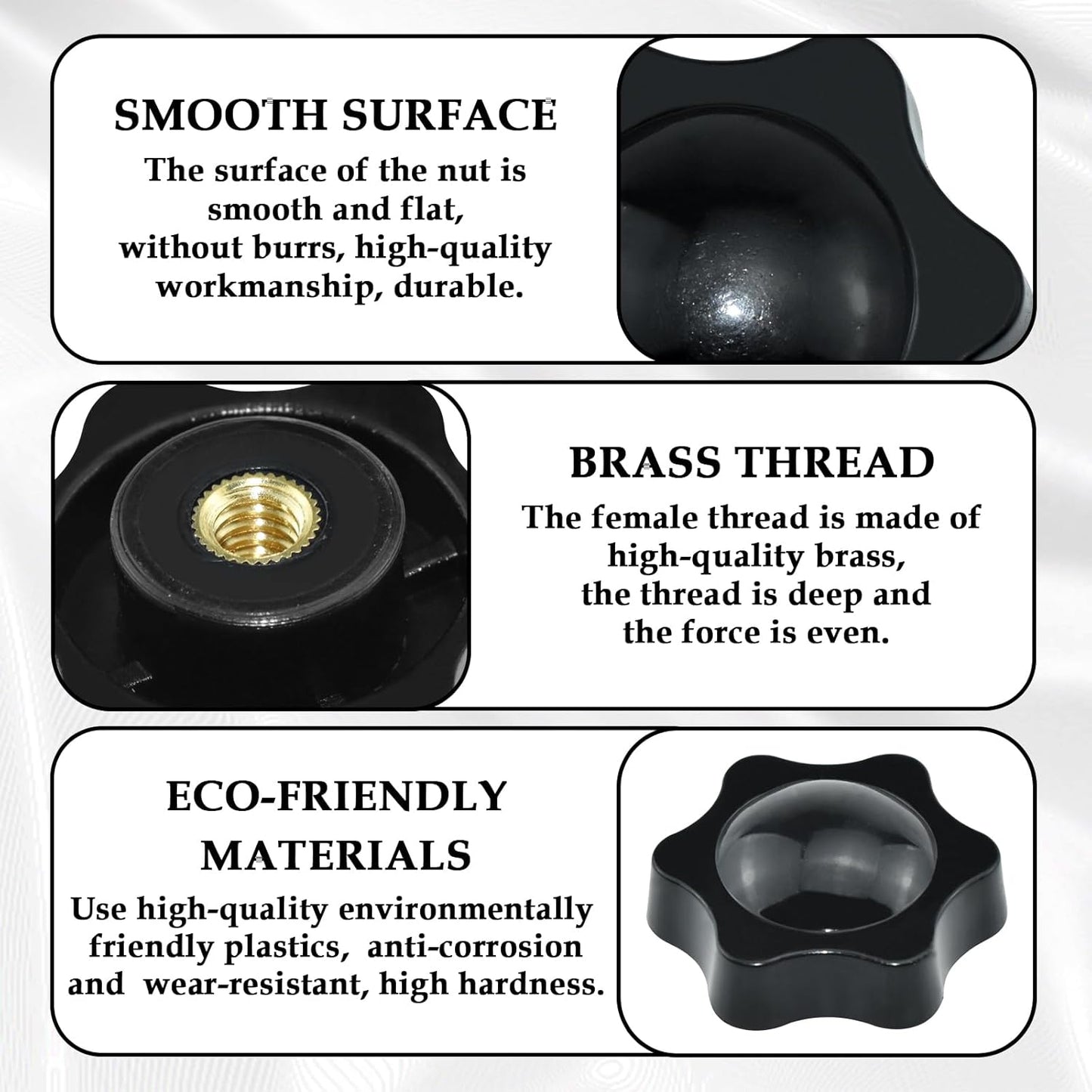 5 x M8 32mm Hand Tighten Nut 6 Petal with Stopper for Easy Release Applications