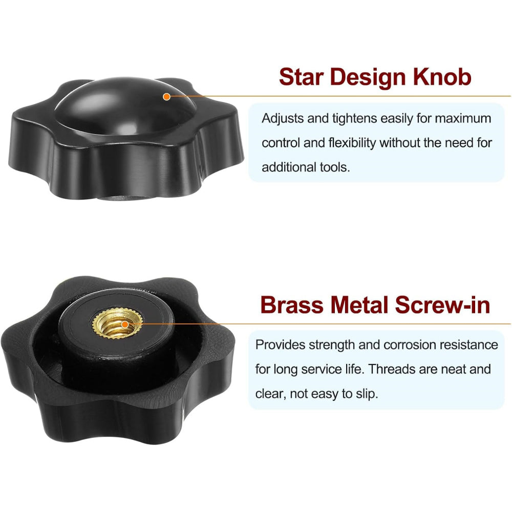 5 x M8 32mm Hand Tighten Nut 6 Petal with Stopper for Easy Release Applications