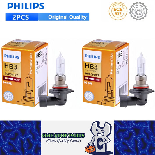 2 x PHILIPS 9005 HB3 12V 65W Super Bright Halogen Globe 3200k Original Headlight