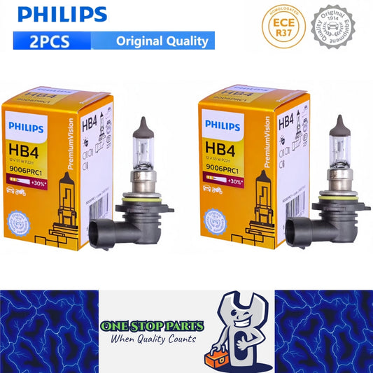 2 x PHILIPS 9006 HB4 12V 55W Super Bright Halogen Globe 3200k Original Headlight