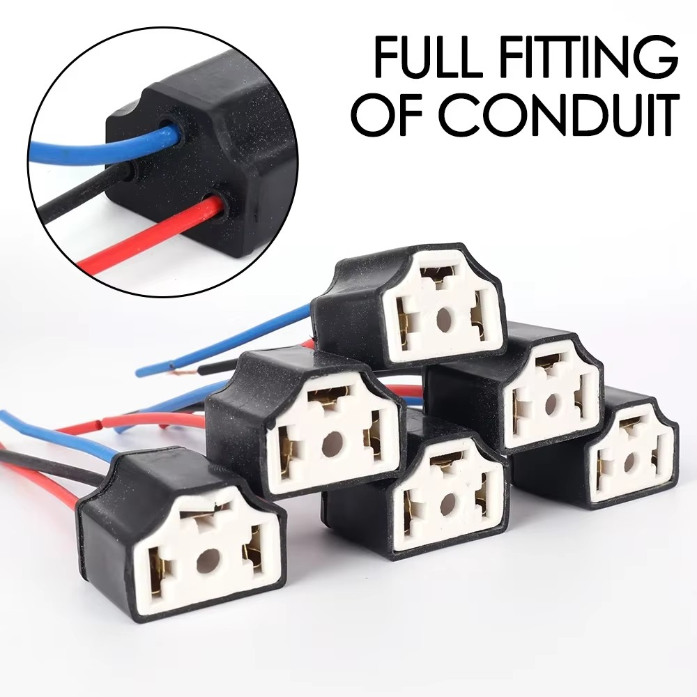 4 x Pre Wired H4 Sockets 3 Wire H4 Headlamp Sockets For H4 Headlight Globes 4pcs