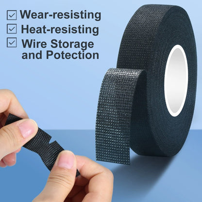 9mm Wide 10M Long Heat Resistant Electrical Harness Tape Black Fabric Cloth tape