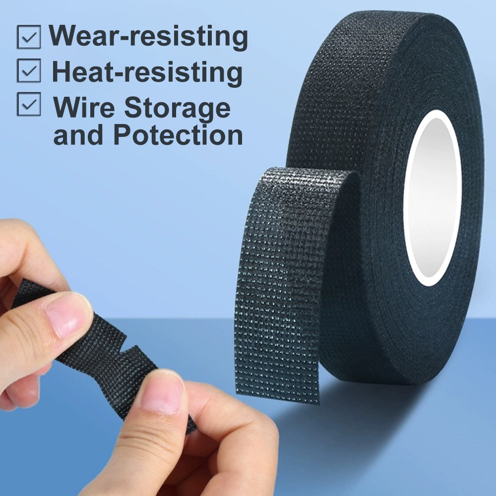 9mm Wide 25M Long Heat Resistant Electrical Harness Tape Black Fabric Cloth tape