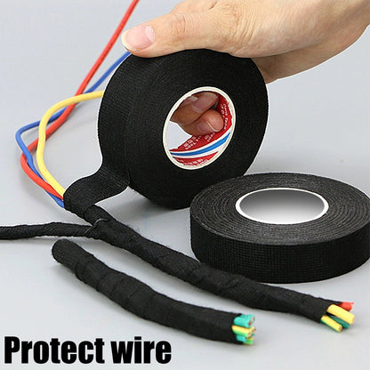 9mm Wide 10M Long Heat Resistant Electrical Harness Tape Black Fabric Cloth tape