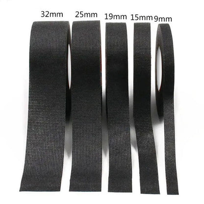 9mm Wide 10M Long Heat Resistant Electrical Harness Tape Black Fabric Cloth tape
