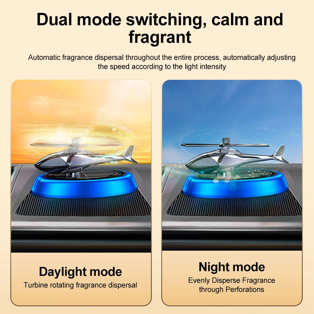 Solar Helicopter Car Air Freshener Rotating Aroma Diffuser Odour Remover
