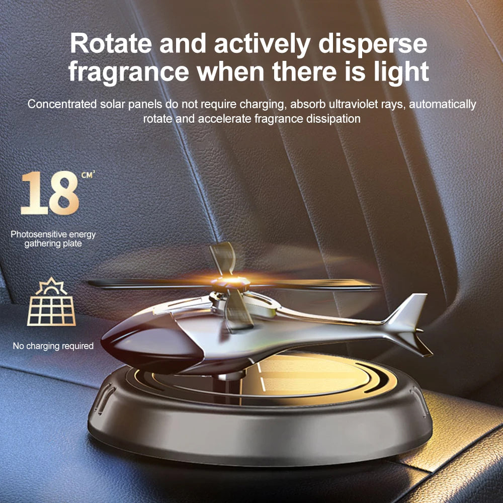 Solar Helicopter Car Air Freshener Rotating Aroma Diffuser Odour Remover