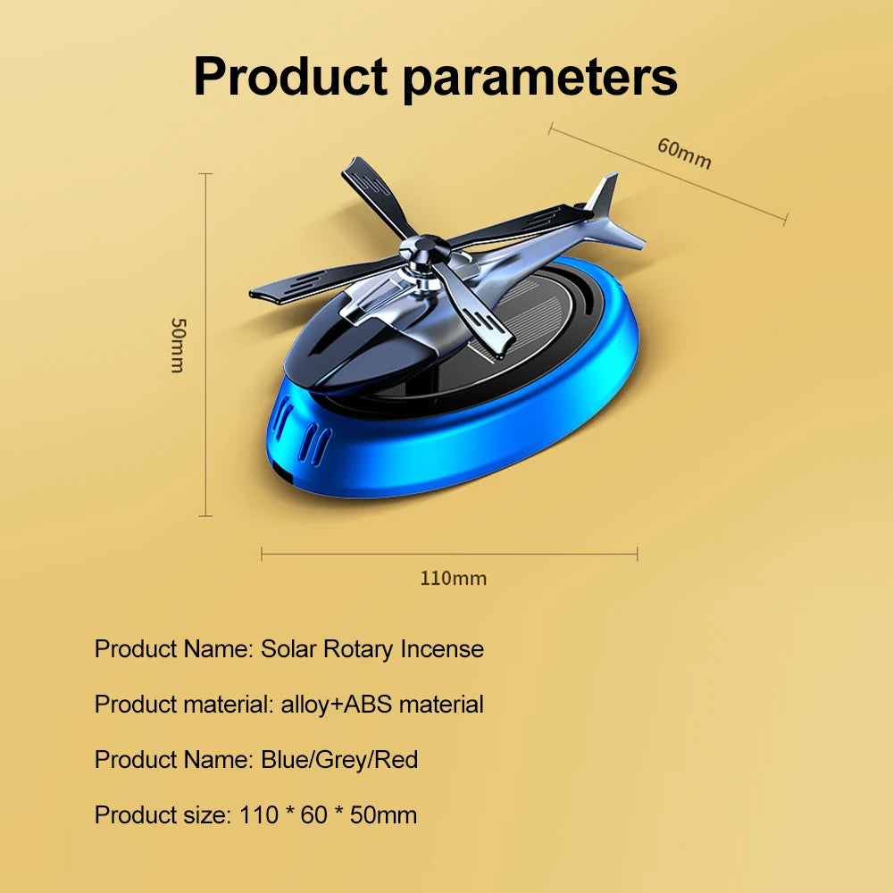 Solar Helicopter Car Air Freshener Rotating Aroma Diffuser Odour Remover