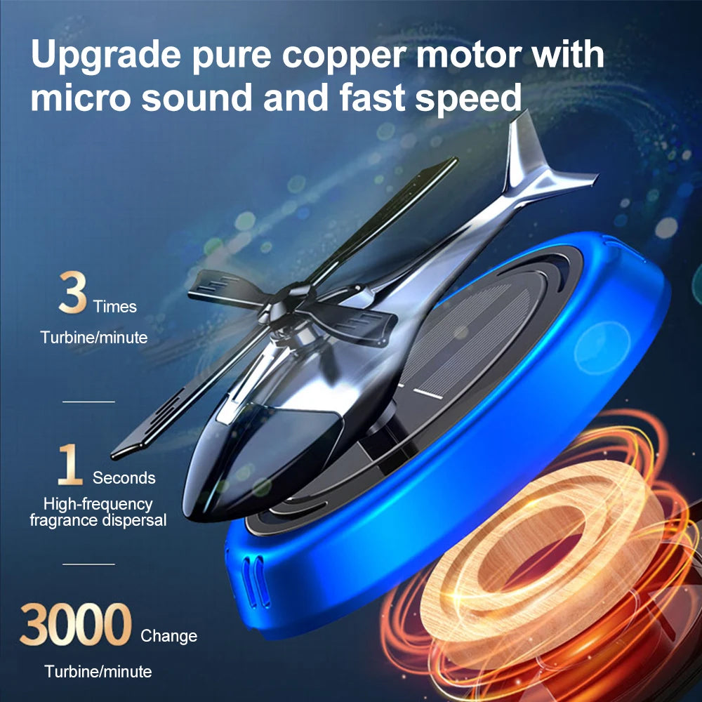 Solar Helicopter Car Air Freshener Rotating Aroma Diffuser Odour Remover