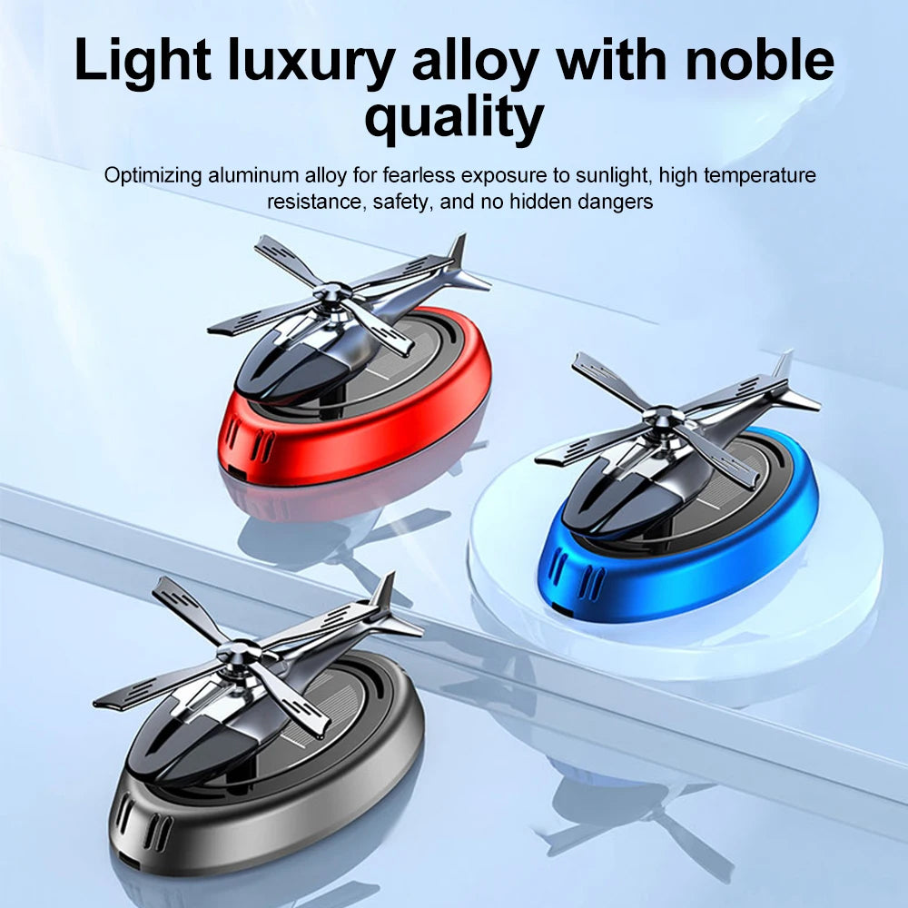 Solar Helicopter Car Air Freshener Rotating Aroma Diffuser Odour Remover