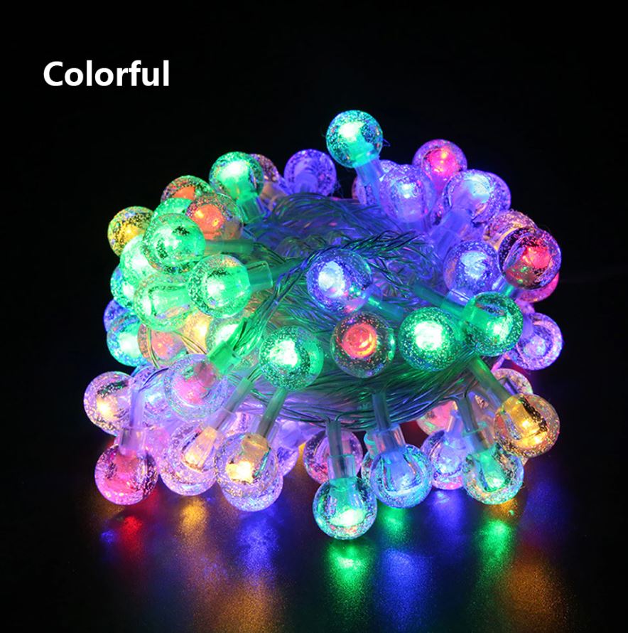 1.5m Multi Coloured 10 Crystal Ball Garland String Lights USB Powered