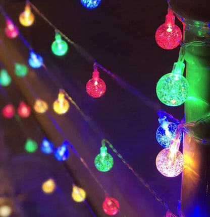 1.5m Multi Coloured 10 Crystal Ball Garland String Lights USB Powered