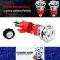 Horn Push Button 12V 20A Heavy Duty 16mm Metal Horn Push Button Switch Blue LED