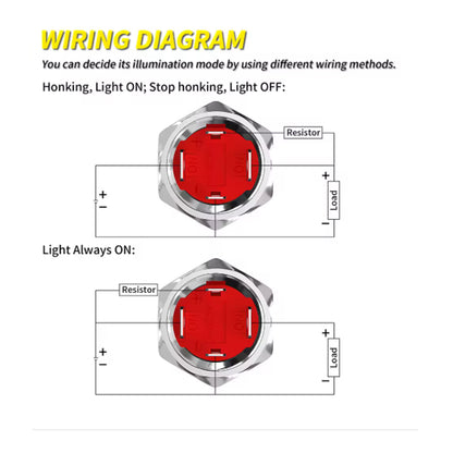 Horn Push Button 12V 20A Heavy Duty 16mm Metal Horn Push Button Switch Blue LED