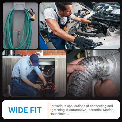 5 x 59-82mm Strong Stainless Steel Hose Clamps wide 12mm x 0.3mm Thick (10pcs)