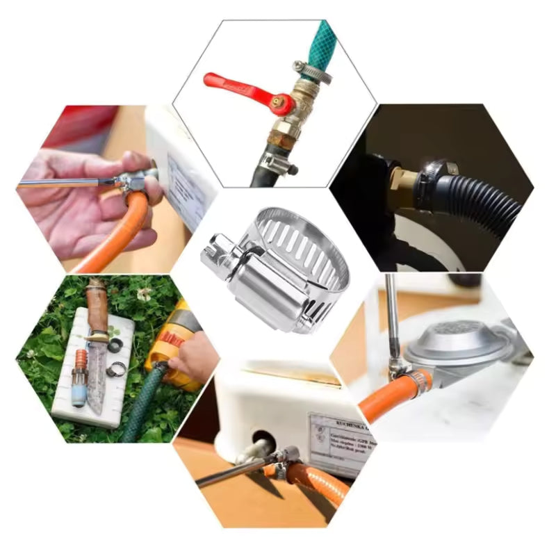 5 x 59-82mm Strong Stainless Steel Hose Clamps wide 12mm x 0.3mm Thick (10pcs)